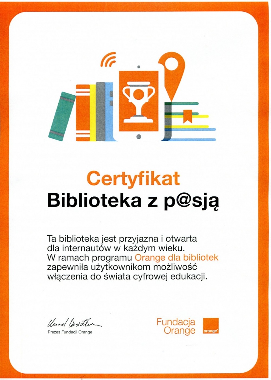 certyfikat Biblioteka z p@sją